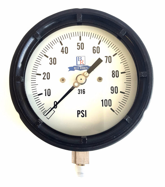 4.5" Dial SS Process Pressure Gauge Model BR400 BR800 , Gauge, NWIM