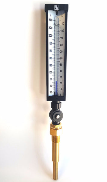 9" Scale Adjustable Angle Type Industrial Grade Thermometer Model BR9A35 , Thermowell, NWIM