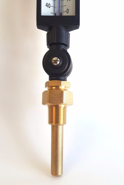 9" Scale Adjustable Angle Type Industrial Grade Thermometer Model BR9A35 , Thermowell, NWIM