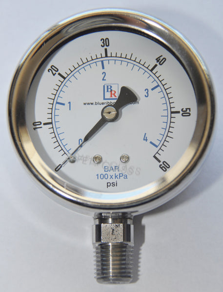 2.5" Dial  Bottom Connected Gauge SS Model BR300 , Gauge, NWIM